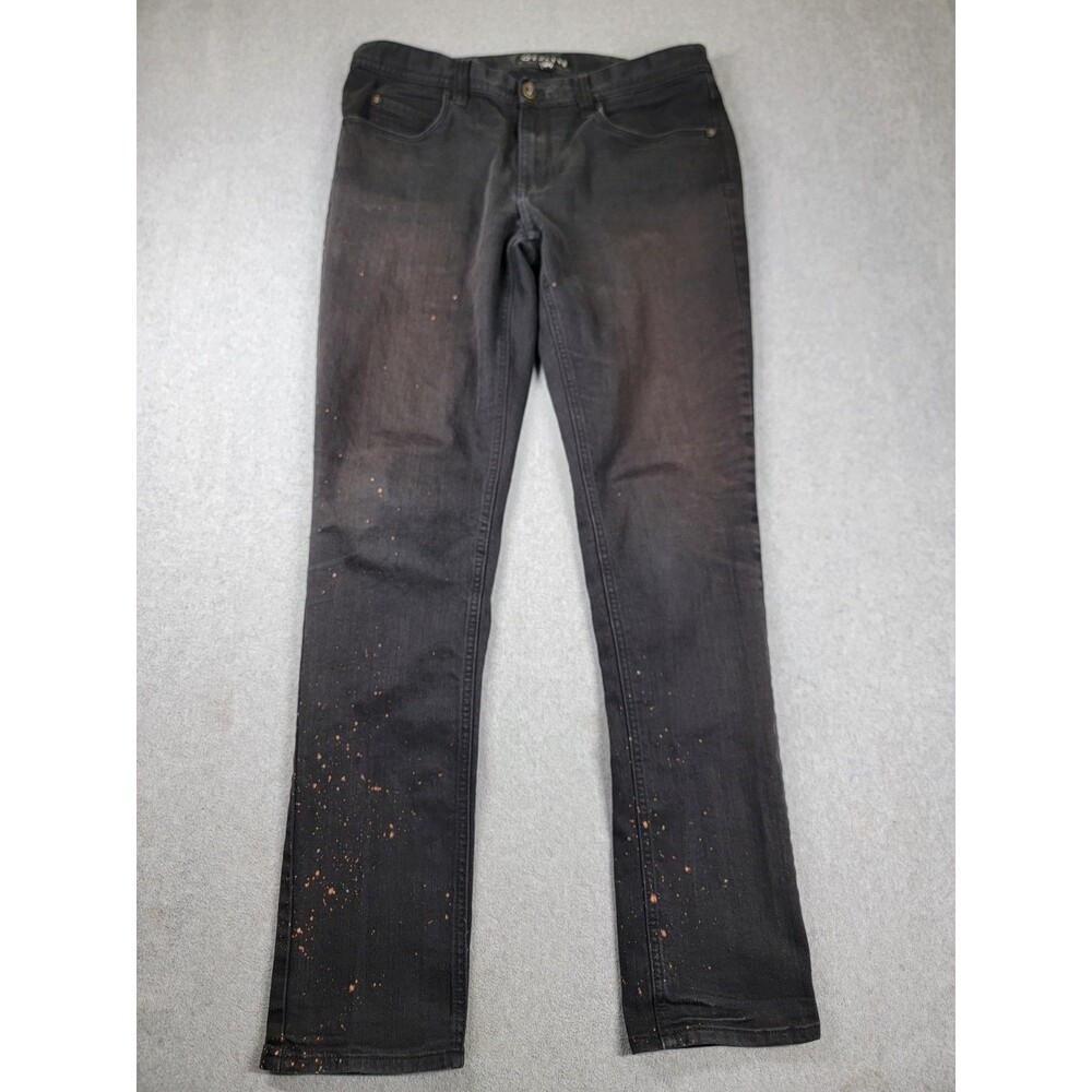 Empyre Pants Mens 34 33x31 Skinny Recoil Black Bleach Stretch Low‎ Rise Skater